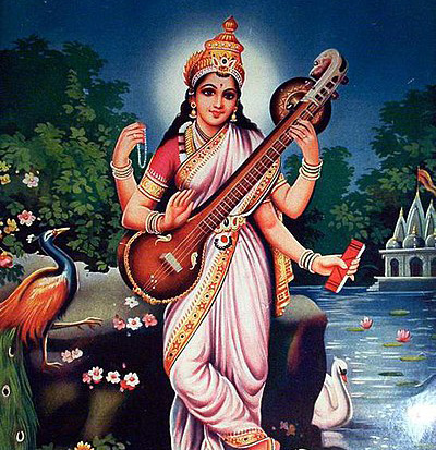 ヒンズー教 知識、音楽芸術、知恵学習の女神 弁才天（弁財天）サラス